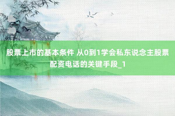 股票上市的基本条件 从0到1学会私东说念主股票配资电话的关键手段_1