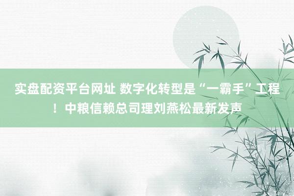 实盘配资平台网址 数字化转型是“一霸手”工程！中粮信赖总司理刘燕松最新发声