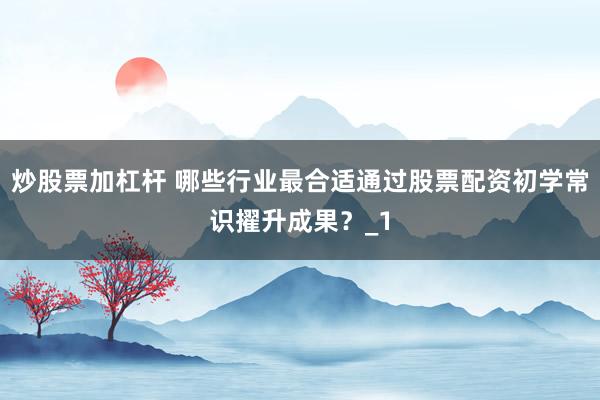 炒股票加杠杆 哪些行业最合适通过股票配资初学常识擢升成果？_1
